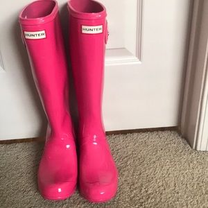 Tall Glossy Pink Hunter Rain Boots